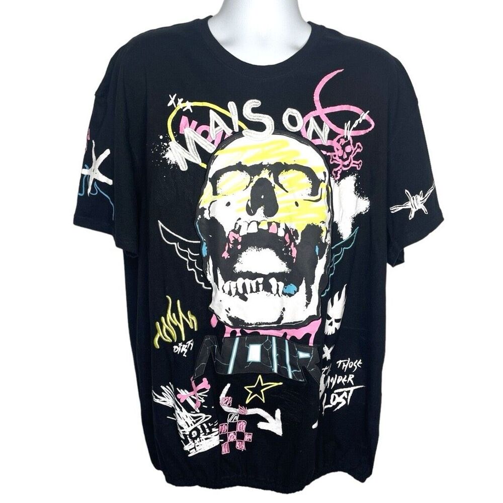 NWT Maison Noir Appliqué T-shirt Men’s XXL | Streetwear Urban Trap Casual Luxury